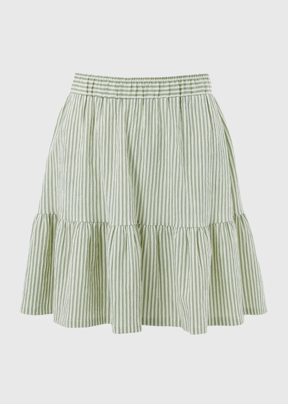 Green Stripe Woven Textured Mini Skirt - 8 Image 4