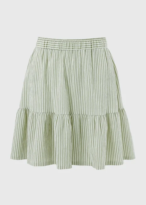 Green Stripe Woven Textured Mini Skirt - 8 Image 4