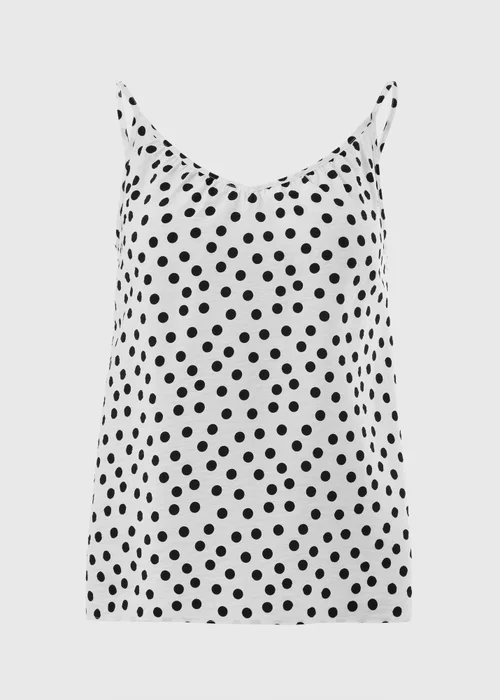 Black & White Polka Dot Ruched Cami Top - 8 Image 4