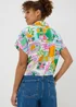 White Postcard Print Tie Front Shirt - 8 Image 2
