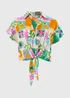 White Postcard Print Tie Front Shirt - 8 Image 4