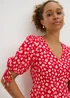Red Ditsy Floral Midi Tea Dress - Size 14 Image 3