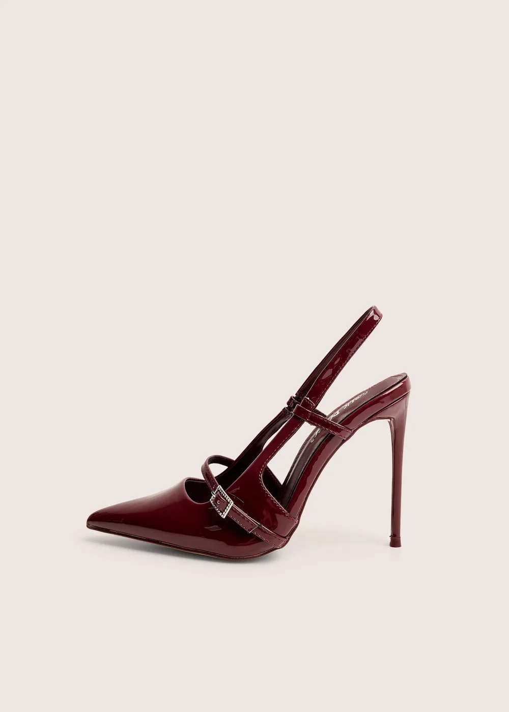 Public Desire Forget Me Not Burgundy Embellished Buckle Detail Sling Back Court Heels - 8 Image 2