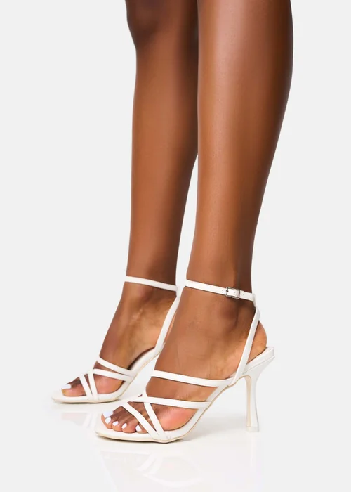 Public Desire Free Spirit White Strappy Round Toe Mid Heels - 7 Image 3
