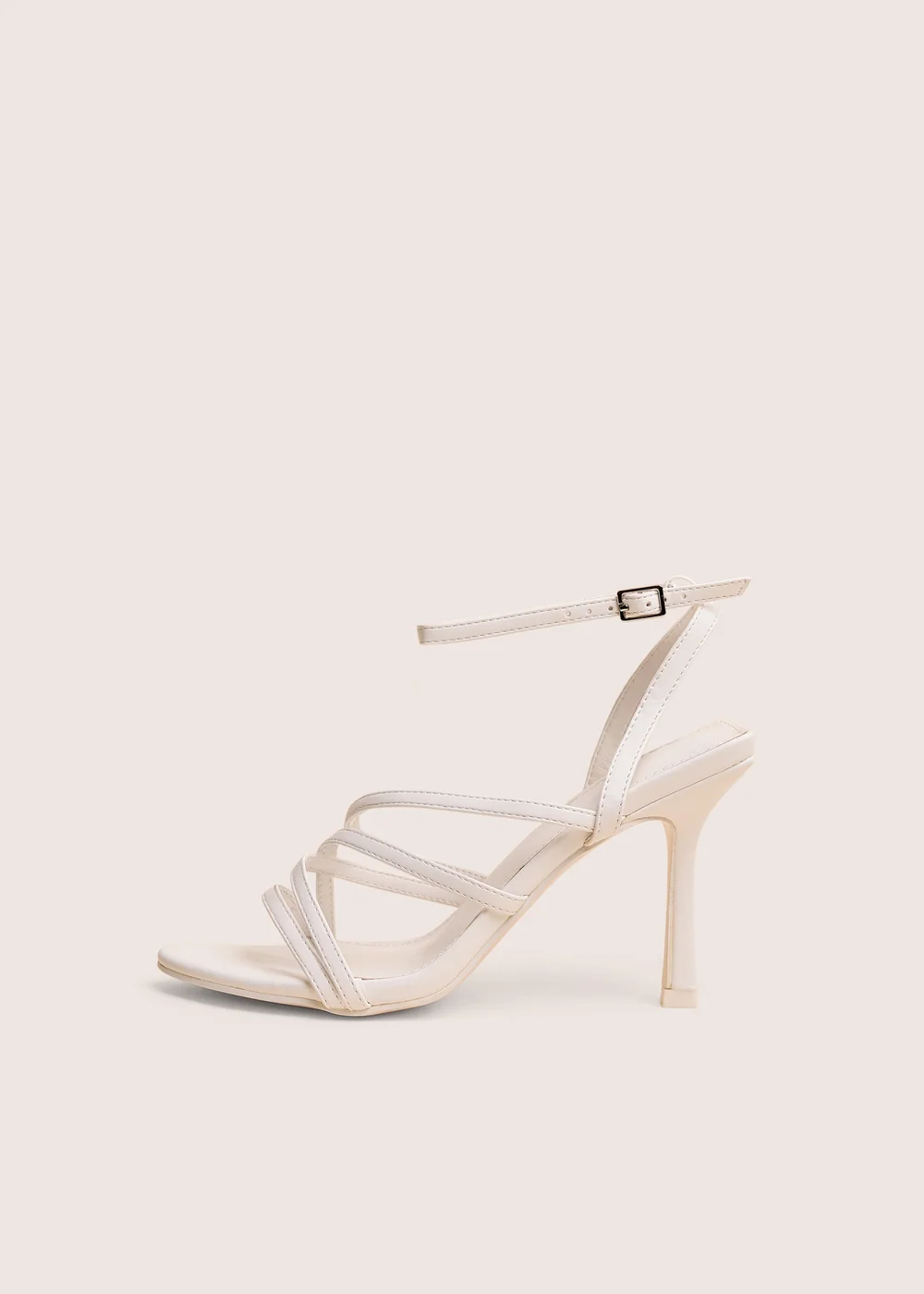 Public Desire Free Spirit White Strappy Round Toe Mid Heels - 7 Image 1