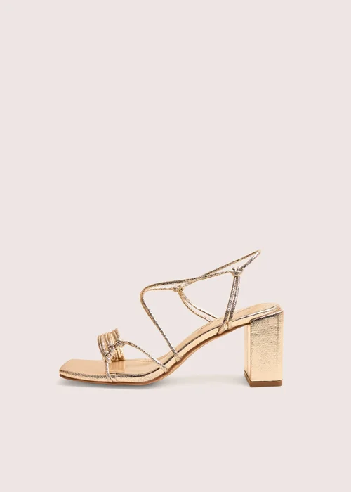 Public Desire Taryn Gold Knotted Upper Block Heel Sandals - 7 Image 1