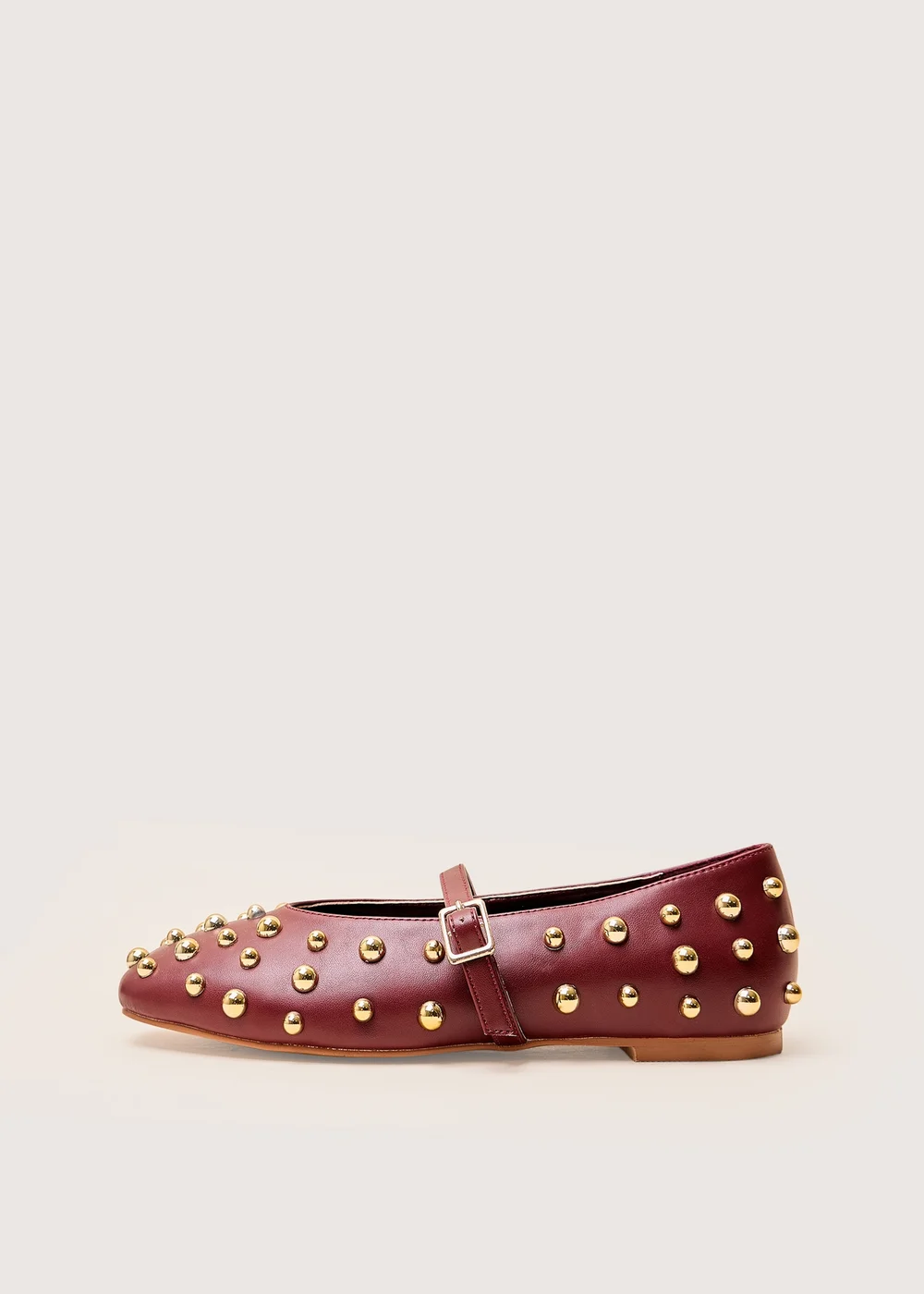 Public Desire Elsie Burgundy Studded Ballerina Flats - 7 Image 1