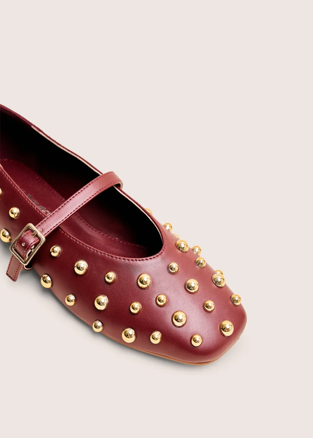 Public Desire Elsie Burgundy Studded Ballerina Flats - 7 Image 4