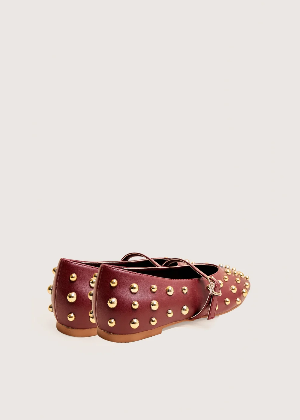 Public Desire Elsie Burgundy Studded Ballerina Flats - 7 Image 3