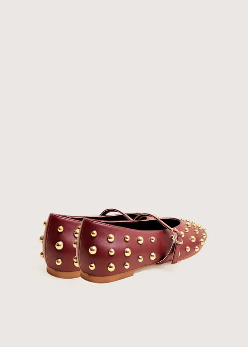 Public Desire Elsie Burgundy Studded Ballerina Flats - 7 Image 3