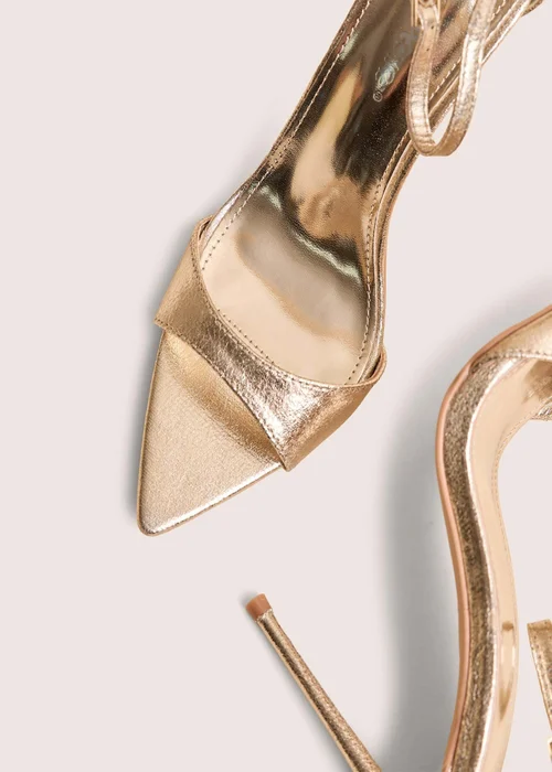 Public Desire Kelisa Gold Cracked Pu Pointed Toe Barely There Stiletto High Heels - 8 Image 4