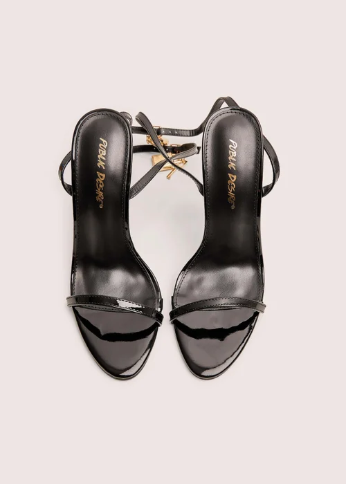 Public Desire Ti Amo Black Padlock Detail Barely Heels - Size 3 Image 2