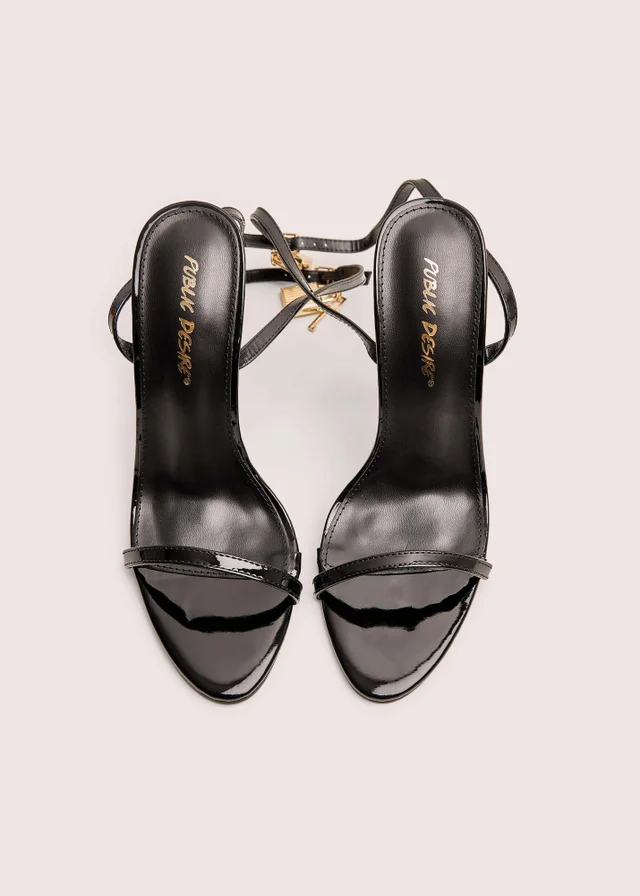 Public Desire Ti Amo Black Padlock Detail Barely Heels