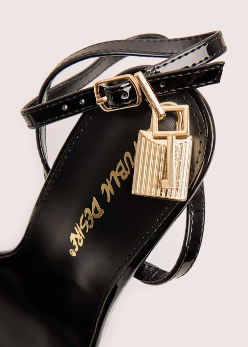 Public Desire Ti Amo Black Padlock Detail Barely Heels - Size 3 Image 4