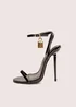 Public Desire Ti Amo Black Padlock Detail Barely Heels - Size 3 Image 1