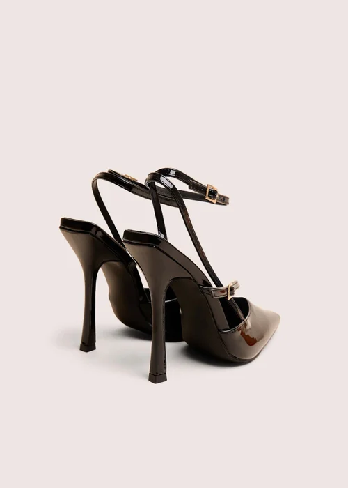 Public Desire Idol Black Patent Buckle Strappy Detail Stiletto Court High Heels - 7 Image 3