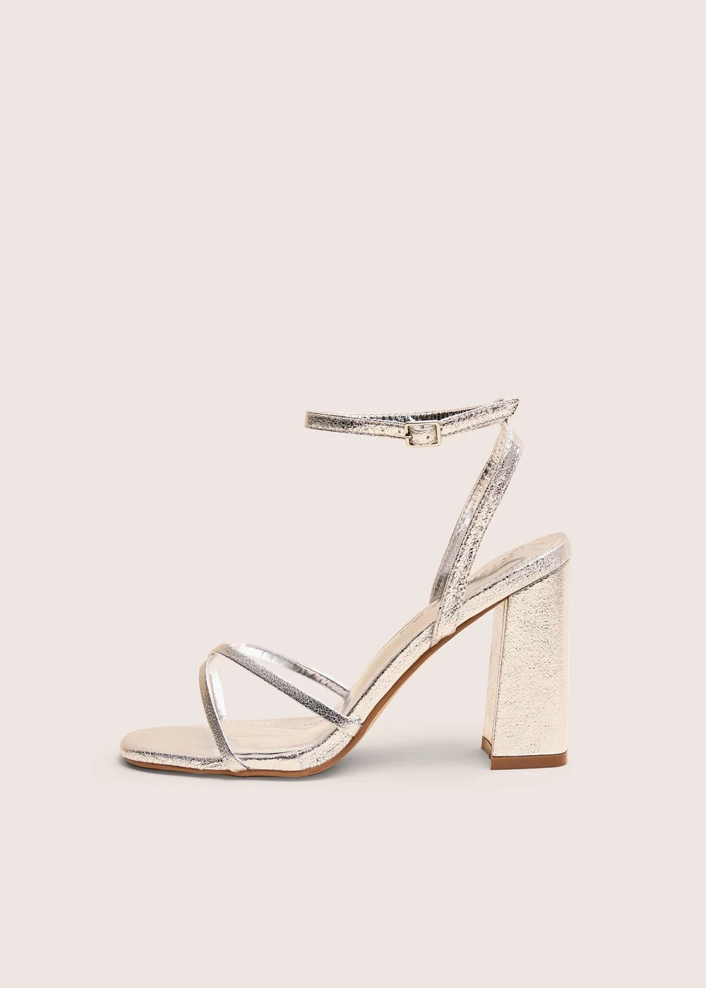 Public Desire Matilda Silver Pu Strappy Block High Heels - 8 Image 1