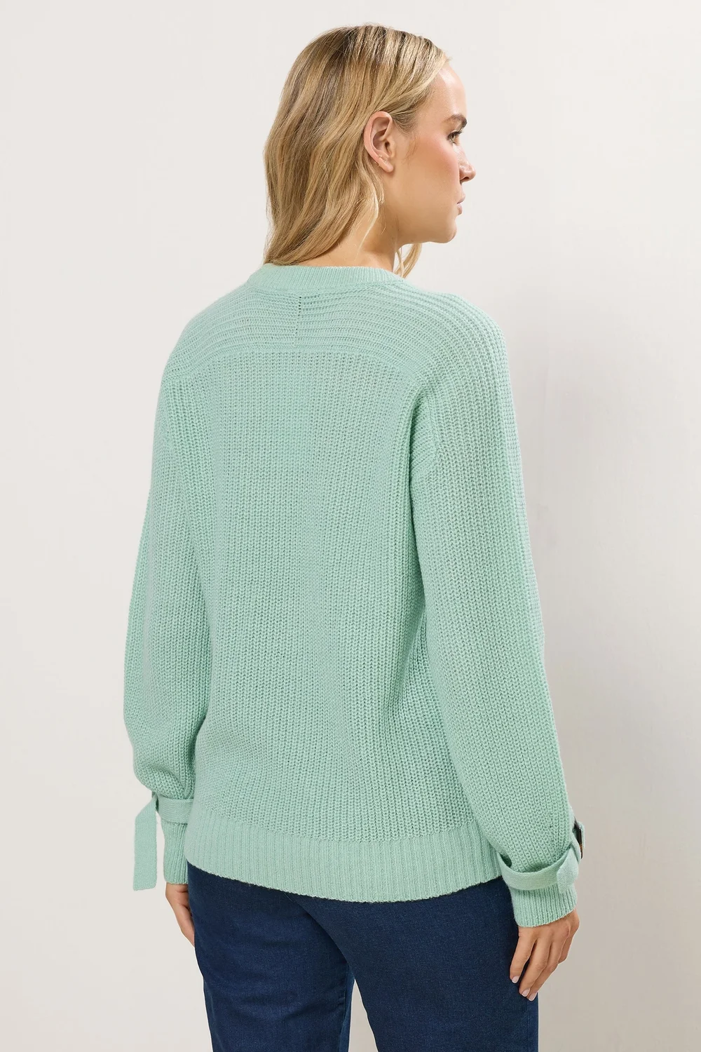Long Tall Sally Green Knitted Buckle Sleeve Jumper - 22-24 Image 3