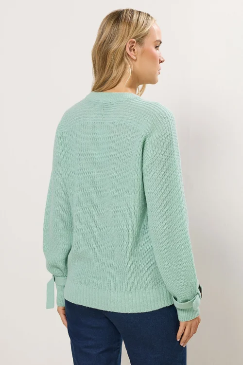 Long Tall Sally Green Knitted Buckle Sleeve Jumper - 22-24 Image 3