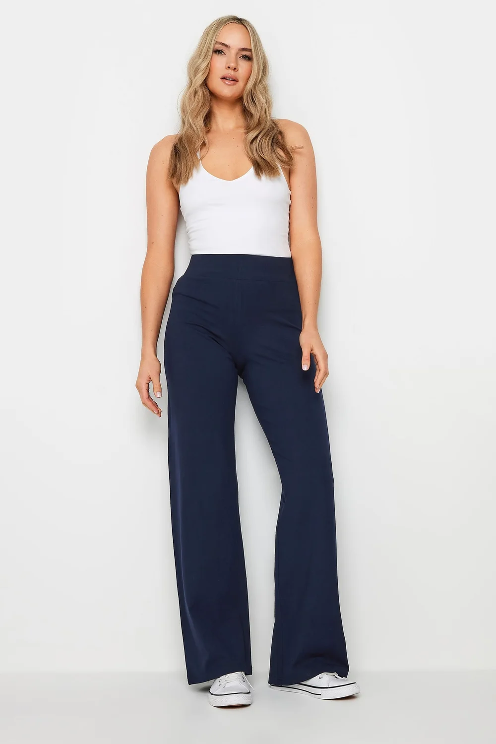 Long Tall Sally Navy Blue Wide Leg Yoga Pants - Size 14, Leg 34 Image 1
