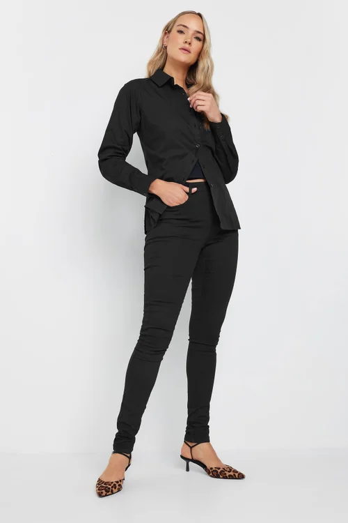 Long Tall Sally Black Fitted Cotton Shirt - 12 Image 2