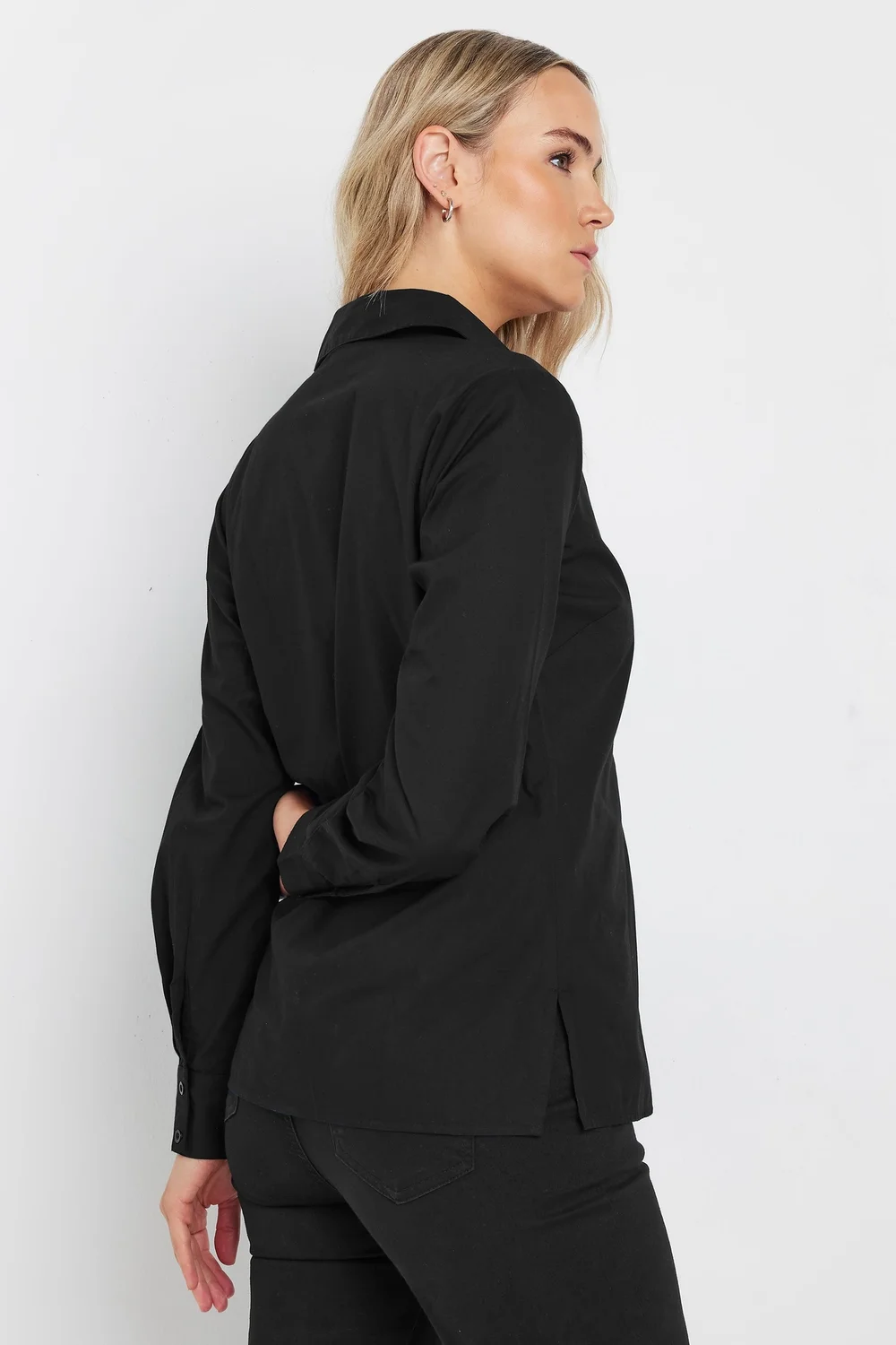 Long Tall Sally Black Fitted Cotton Shirt - 12 Image 3