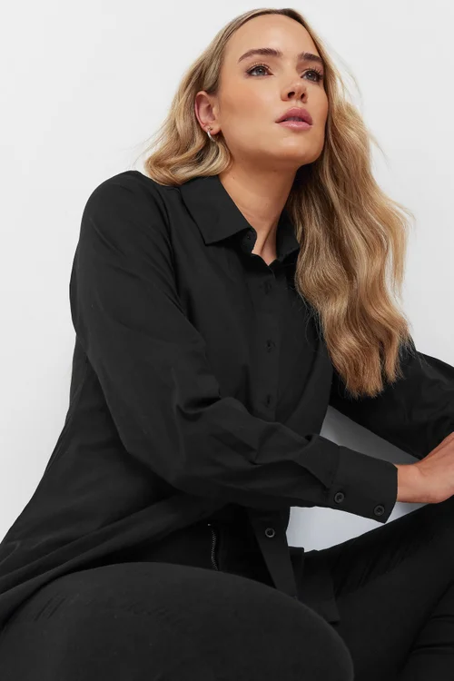 Long Tall Sally Black Fitted Cotton Shirt - 12 Image 4