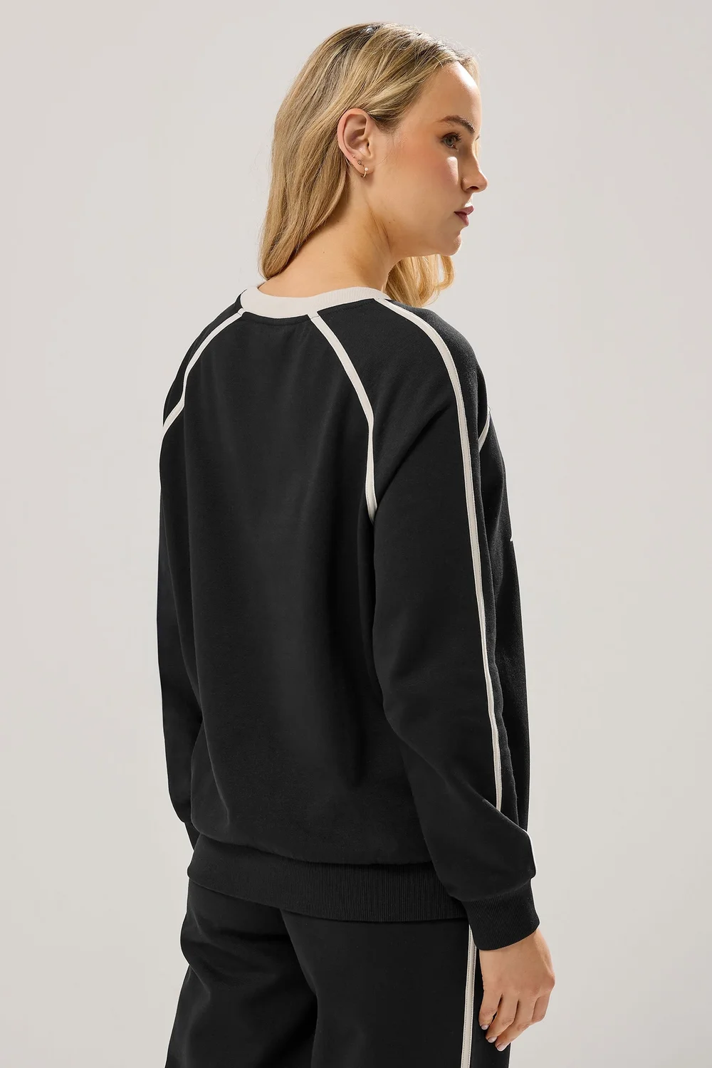 Long Tall Sally Black 'Cote d'Azur' Slogan Pipe Detail Sweatshirt - 8 Image 4