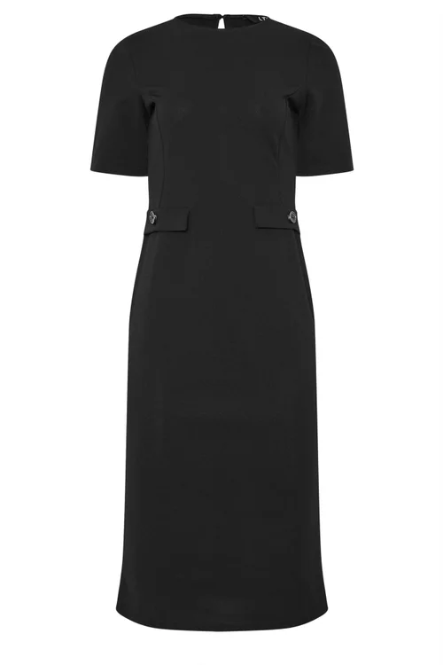 Long Tall Sally Black Scuba Button Formal Midi Dress - 20 Image 5