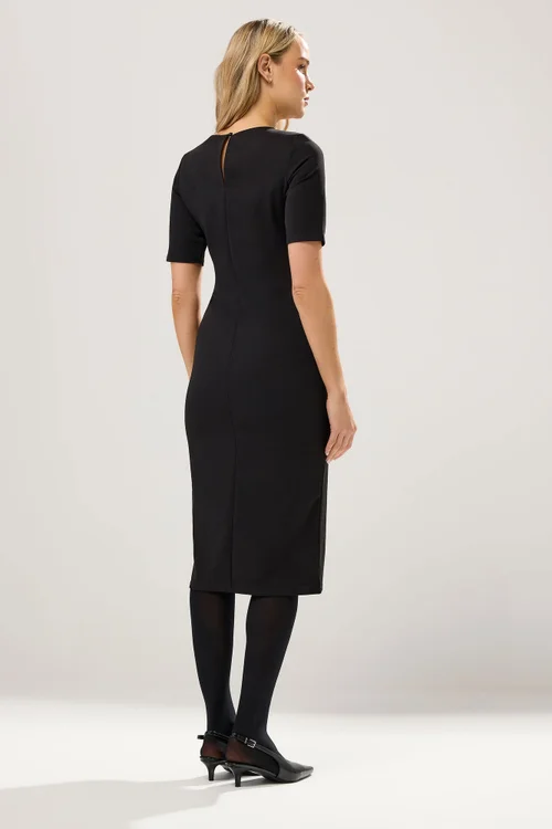 Long Tall Sally Black Scuba Button Formal Midi Dress - 20 Image 3
