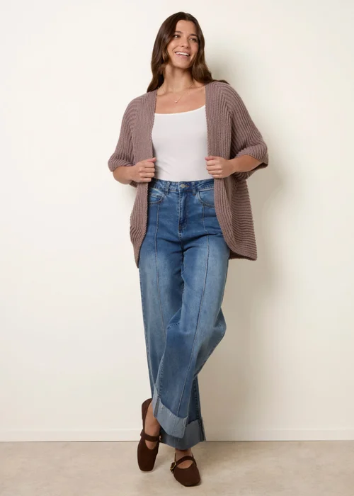 Blue Vanilla Beige Pointelle Knit Cardigan - S/M Image 2