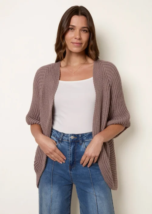 Blue Vanilla Beige Pointelle Knit Cardigan - S/M Image 1