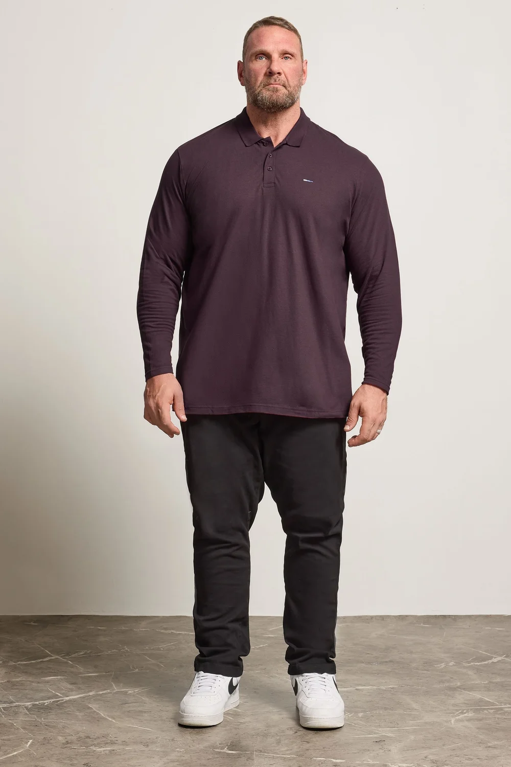 BadRhino Burgundy Red Long Sleeve Core Polo Shirt - L Image 2