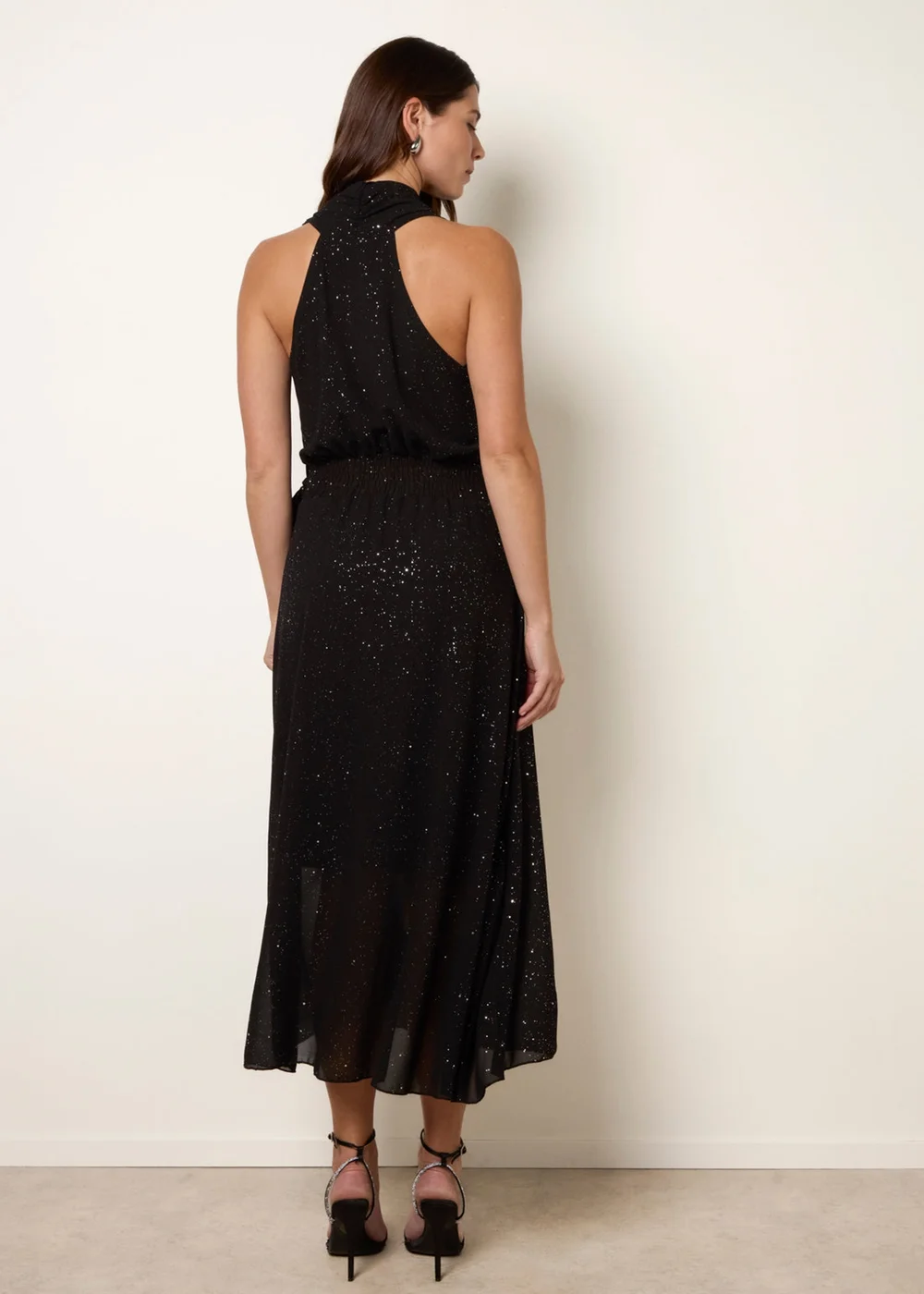 Blue Vanilla Black Wrap Knit Halter Shape Dress - M Image 4