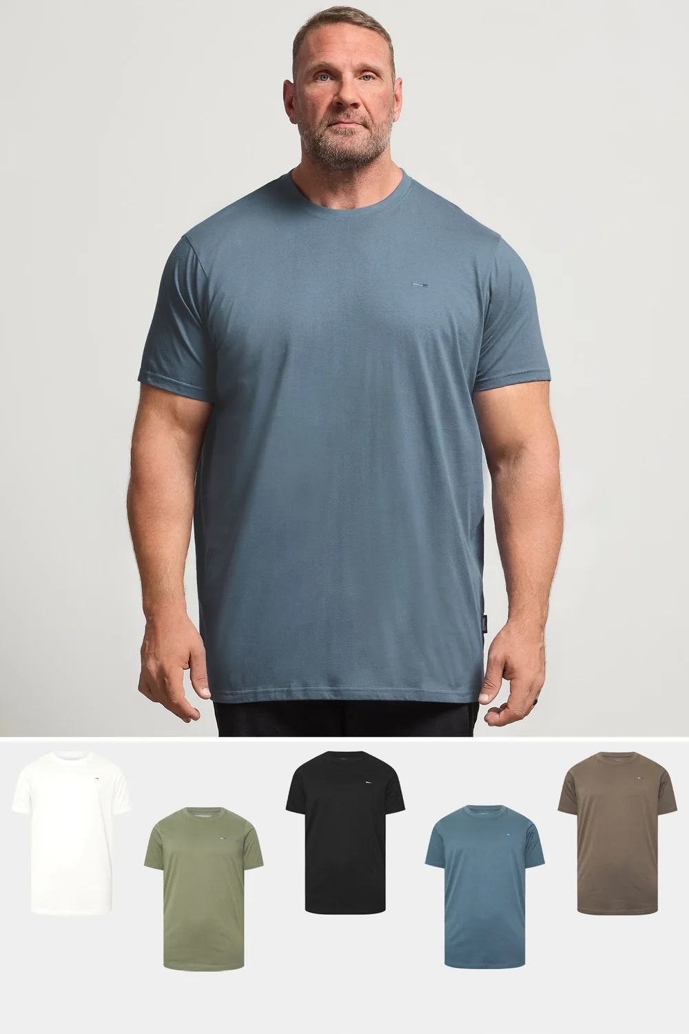 BadRhino 5 Pack Black/Green/White/Brown/Blue Extra Long T-Shirts - 5-6XL Image 1