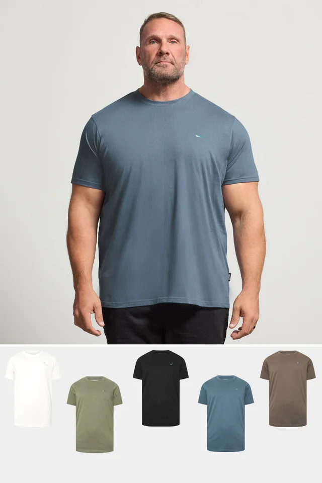 BadRhino 5 Pack Black/Green/ White/Brown/Blue T-Shirts