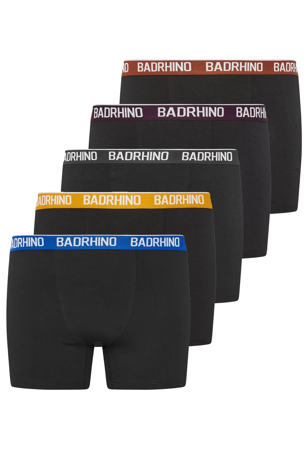 BadRhino 5 Pack Blue/Yellow/Brown/Purple/Black Band Boxers - 7-8XL Image 1