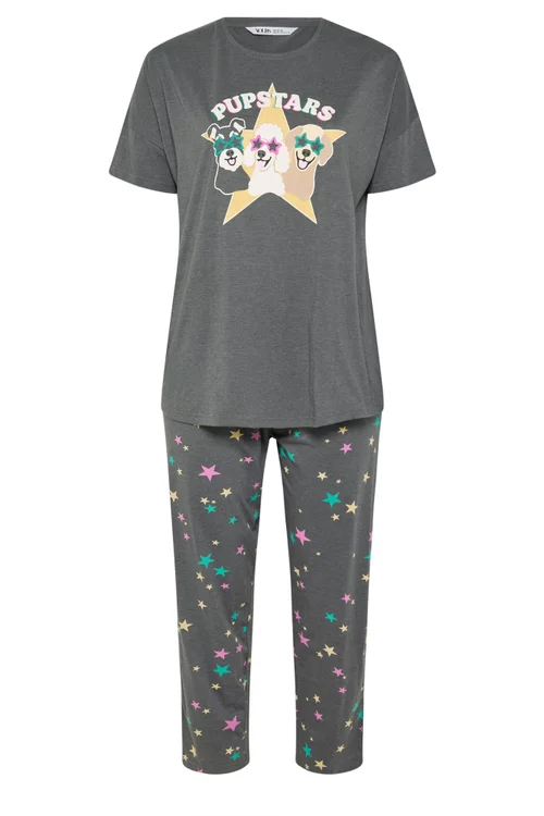 Yours Curve Charcoal Grey 'Pupstars' Pyjama Set - 22-24 Image 5