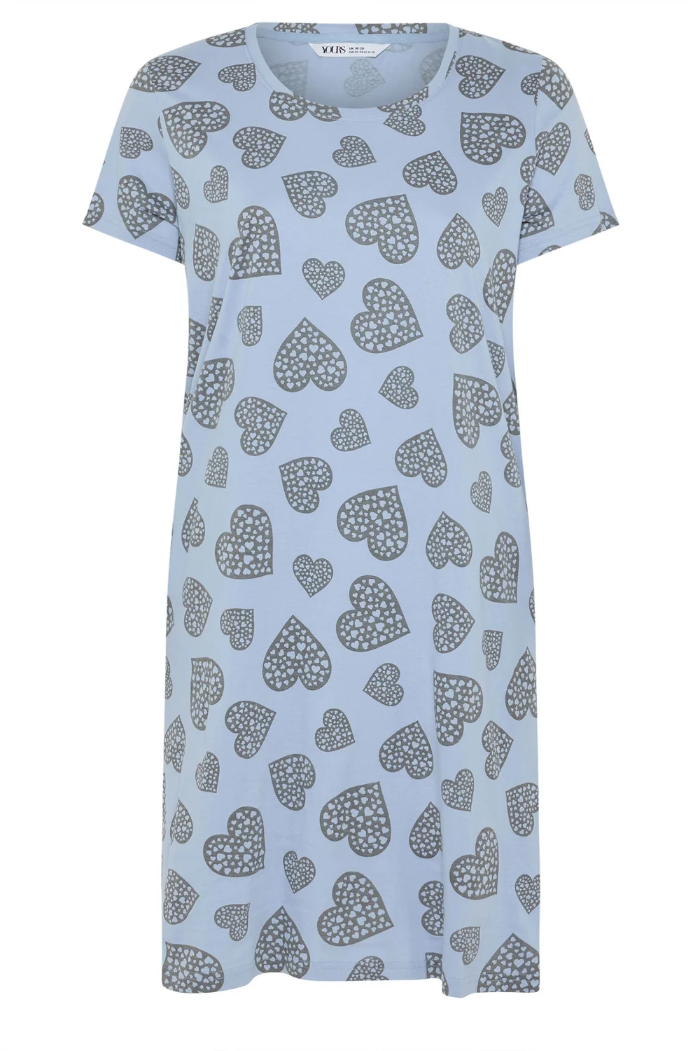 Yours Curve Light Blue Heart Nightdress - Size 26-28 Image 5
