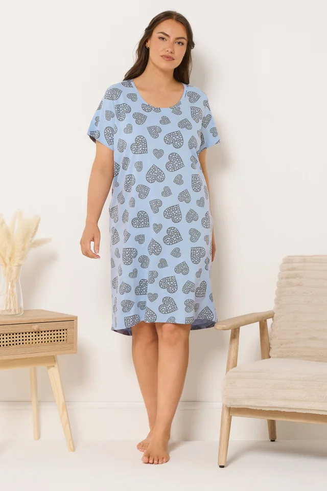 Yours Curve Light Blue Heart Nightdress