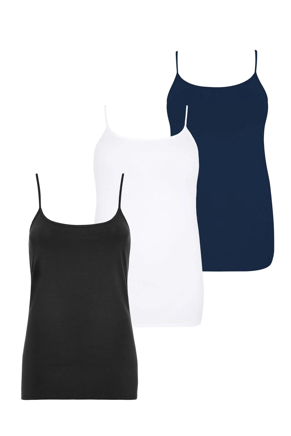 Yours 3 Pack Curve Black & Navy Blue Cami Tops - Size 18 Image 2