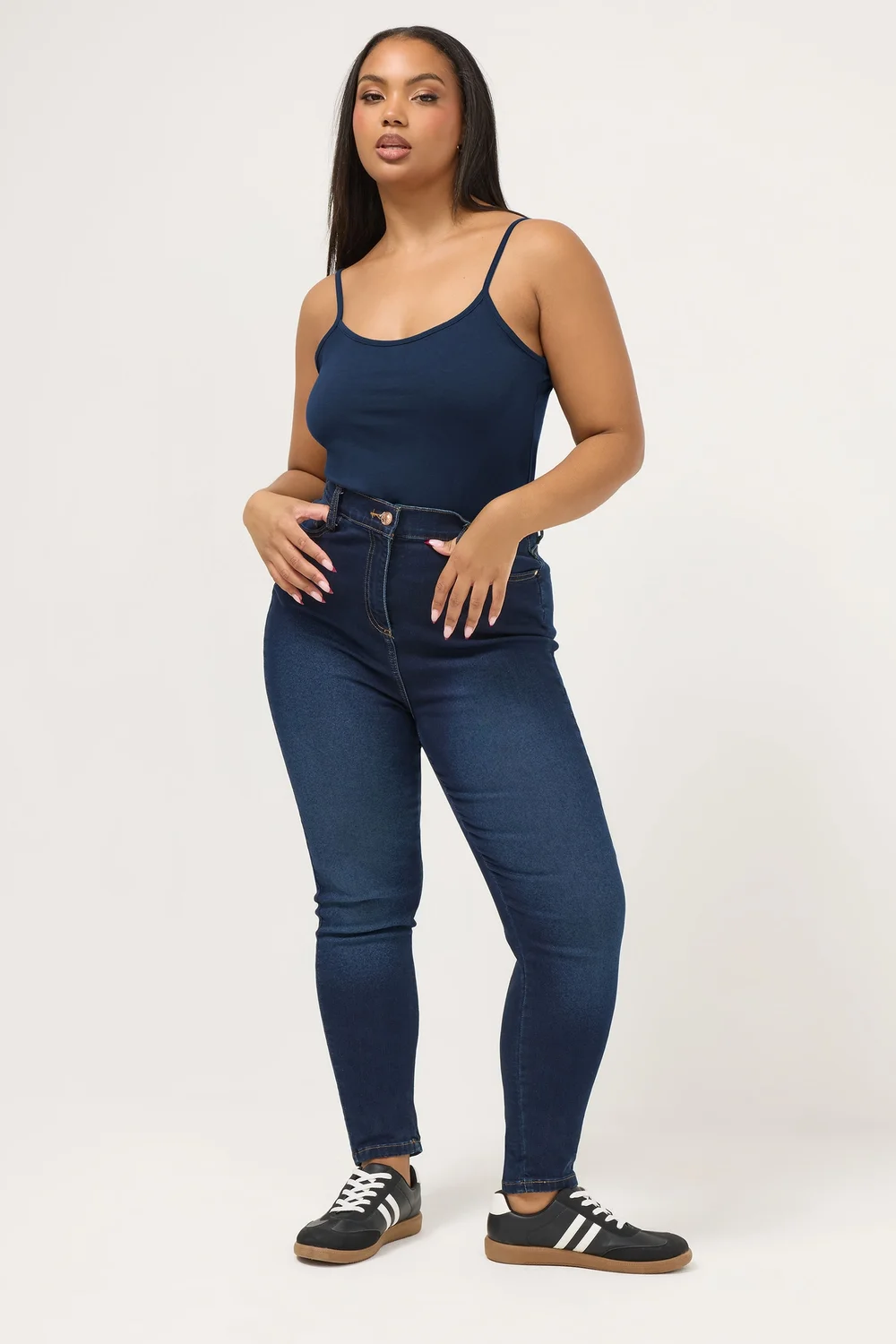 Yours 3 Pack Curve Black & Navy Blue Cami Tops - Size 18 Image 4