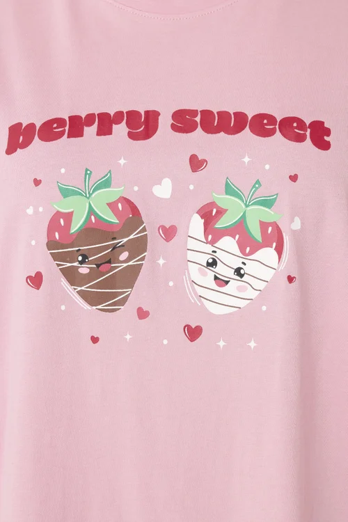 Yours Curve Pink 'Berry Sweet' Wide Leg Pyjama Set - Size 26-28 Image 4
