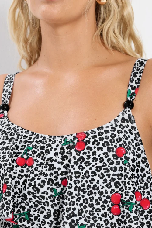 Yours Curve White Leopard Print Frill Swimsuit - 16 Image 4