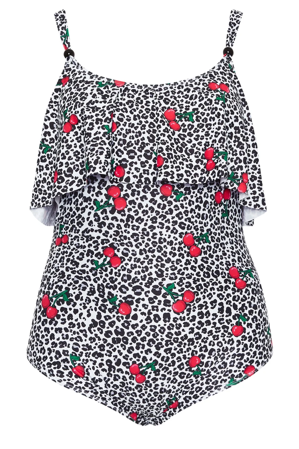 Yours Curve White Leopard Print Frill Swimsuit - 16 Image 5