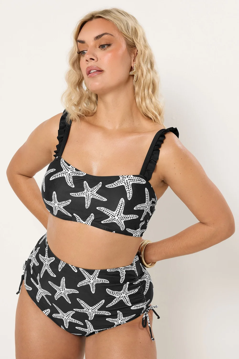 Yours Curve Black Starfish Super High Waist Tummy Control Bikini Briefs - 22 Image 3