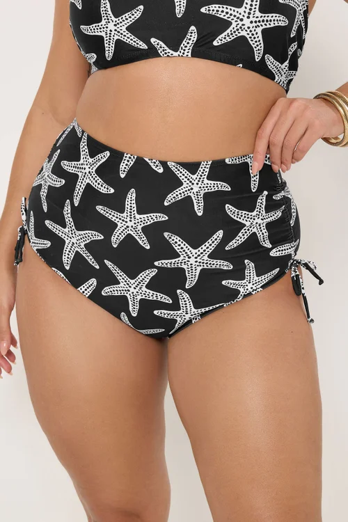 Yours Curve Black Starfish Super High Waist Tummy Control Bikini Briefs - 22 Image 2