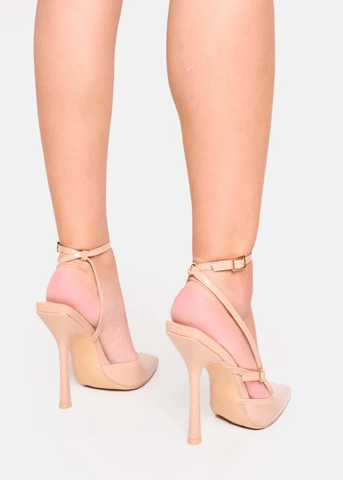 Public Desire Idol Nude Patent Buckle Strappy Detail Stiletto Court High Heels - 5 Image 4