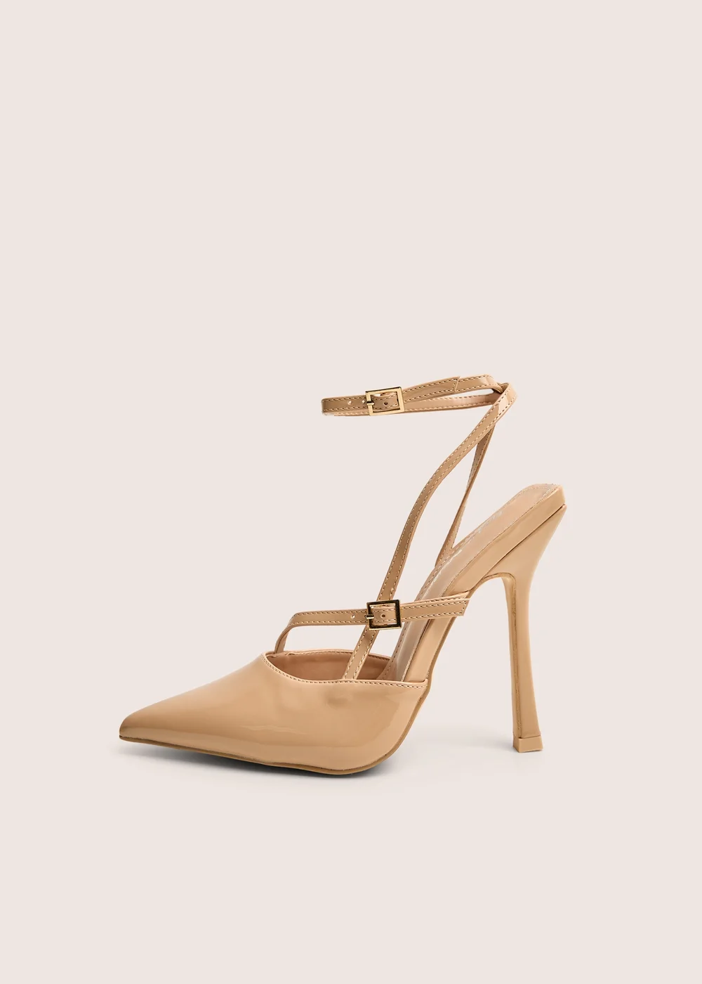 Public Desire Idol Nude Patent Buckle Strappy Detail Stiletto Court High Heels - 5 Image 1