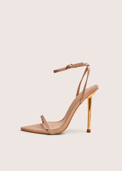 Public Desire Legacy Nude Barely There Pointed Toe Gold Stiletto Heels - 9 Image 1